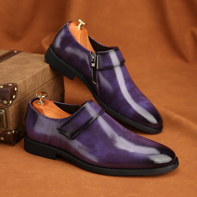 Men's Leather Business Shoes Slip-On Loafers Brown