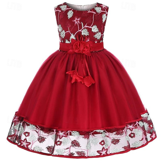 3D Dress Flower Girls' Girl Sleeveless Party