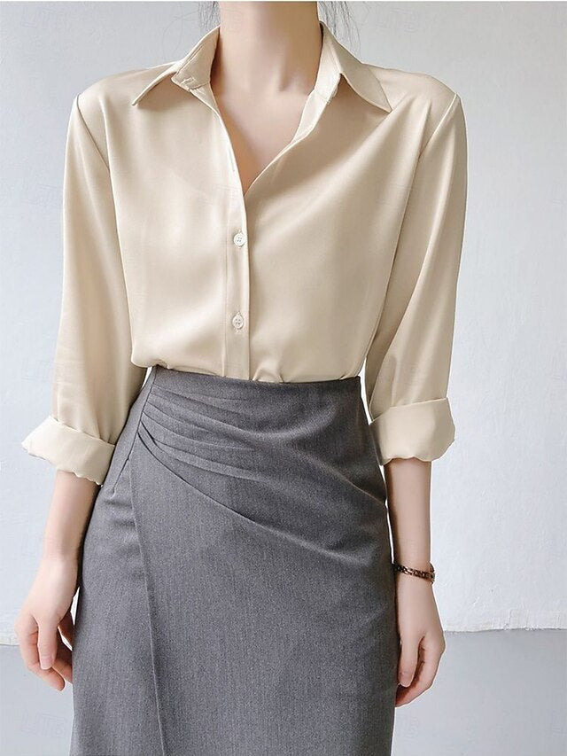 Women's Blouse Buttons Solid Color Elegant Daily Stylish