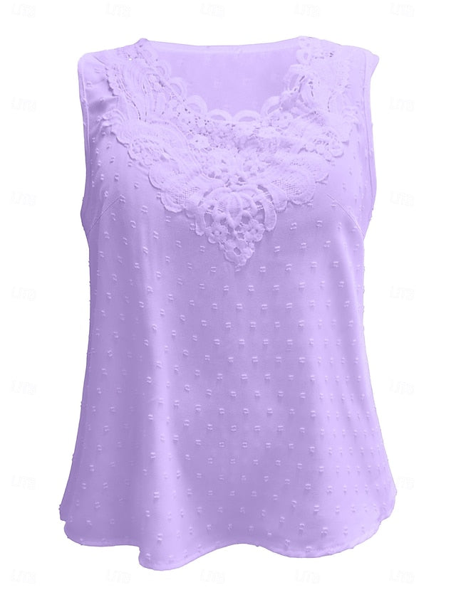 Women's Tank Top Lace Tops Lace Patchwork Plain Fashion