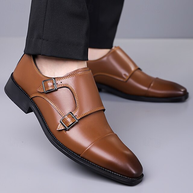 Men's Strap Elegant Double Leather Shoes – Monk