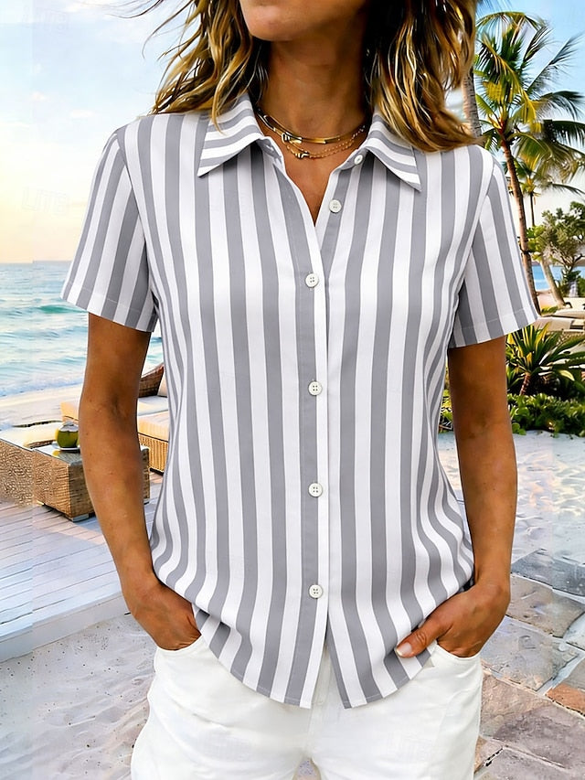 Women's Shirt Short Sleeve Graphic Geometric Striped