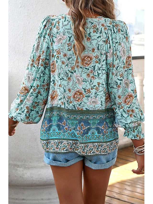 Women's Shirt Blouse Print Flower Daily Stylish Casual Long
