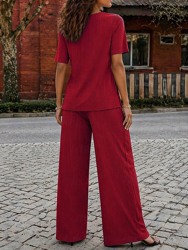 Women's T Shirt Pants Sets Bolero Short Sleeve Crew Neck