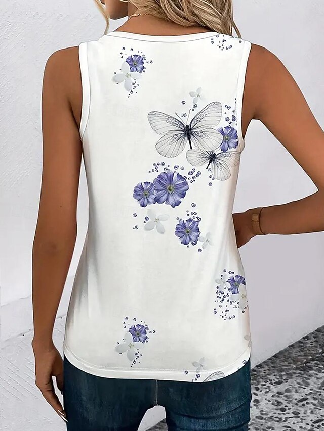 Women's Camisole Tank Top Casual Floral Butterfly Print
