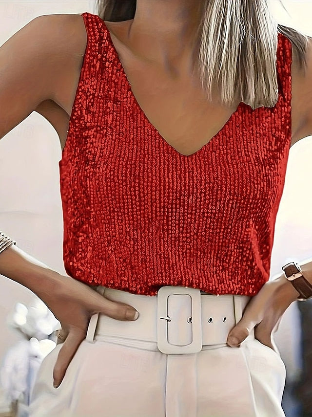 Women's Blouse Sequin Tops Sequins Plain Elegant Stylish