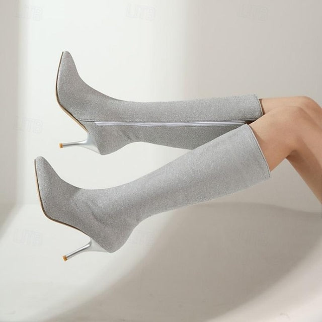 Sparkly Elegant Women's Boots – Stiletto Knee-High