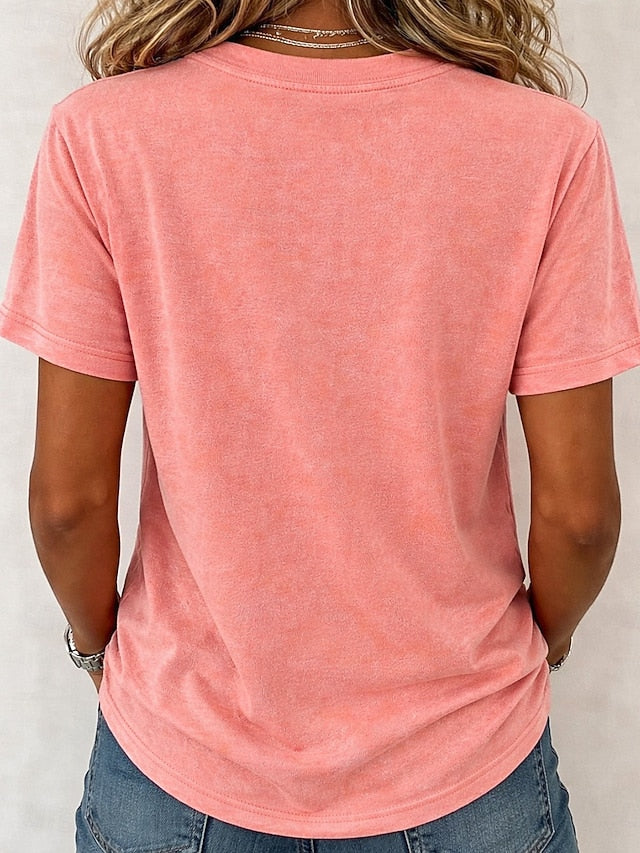 Women's 100% Cotton T Shirt Shirt Vintage Washed Tops Tee