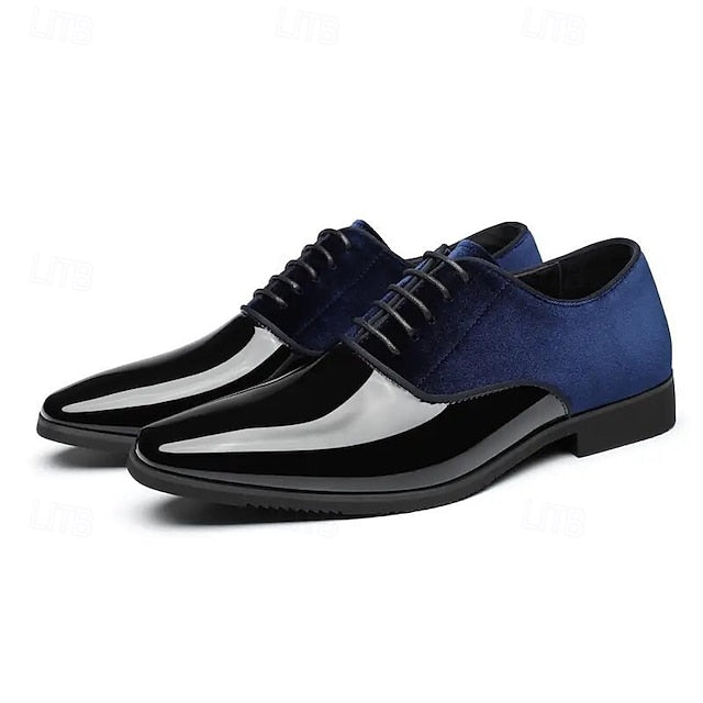 White with Men's Glossy Blue Shoes and Finish Velvet
