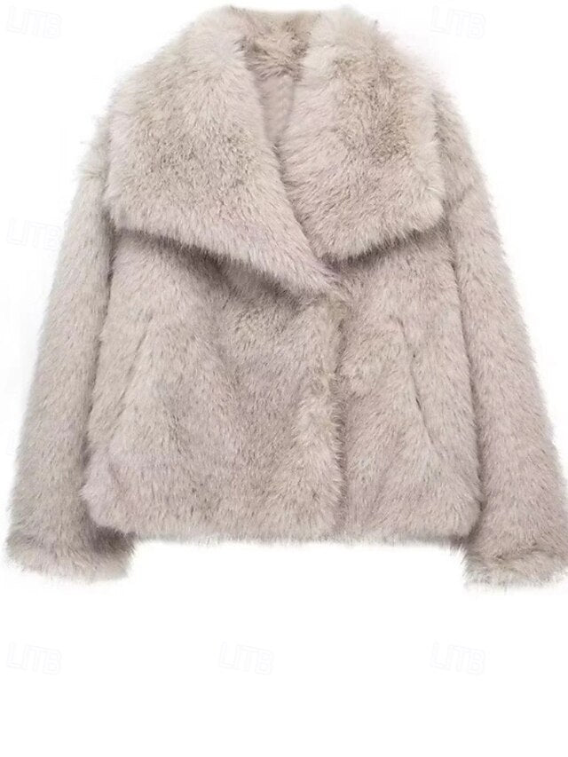 Comfortable Faux  Buttons Fur Coat Warm Furs Women's