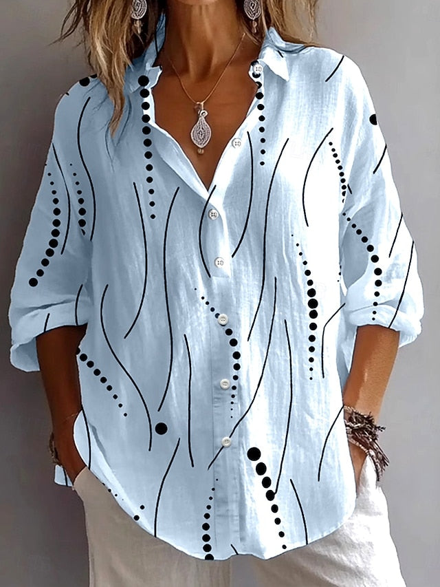 Women's Shirt Linen Like Breathable Lightweight Button Down