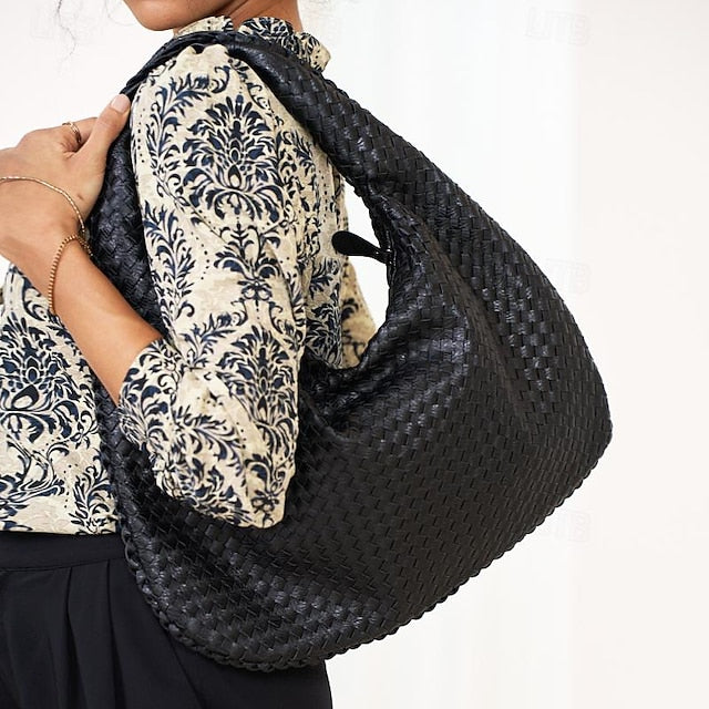 Faux Women's Bag Leather Burgundy Hobo – Chic Woven