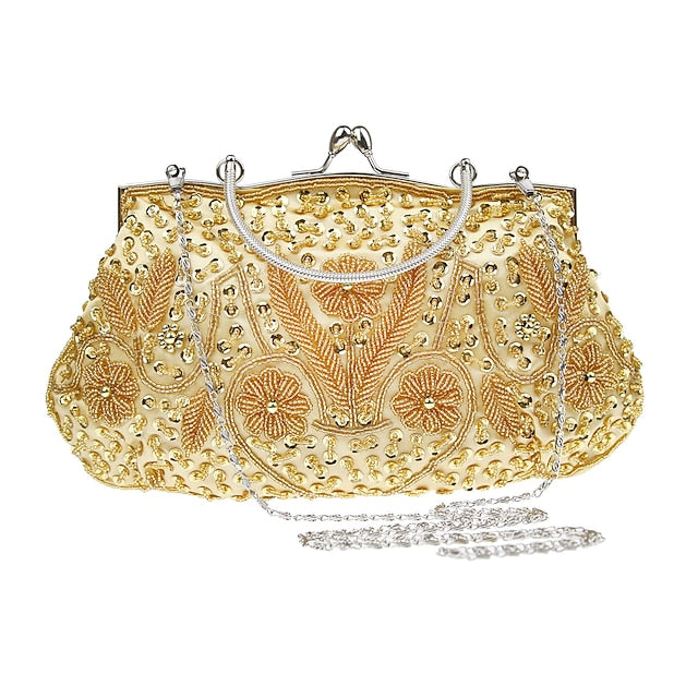 Women's Purse Beaded Vintage Clutch – Evening White