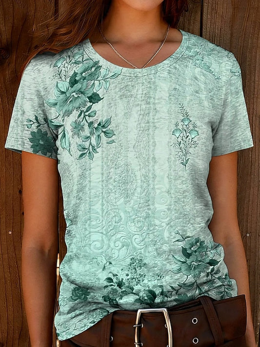 Women's T Shirt Print Floral Graphic Vintage Stylish Casual