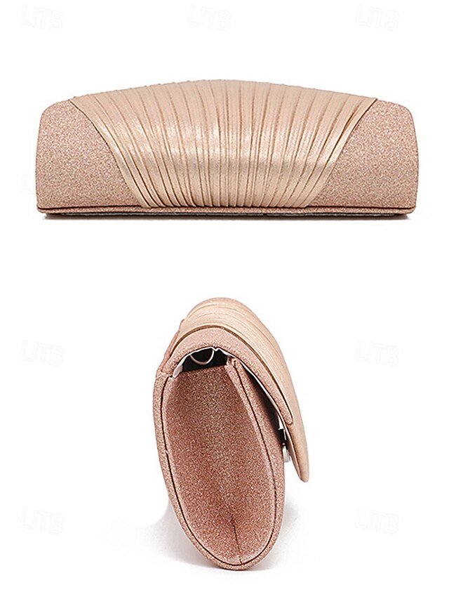 Clutch – with Evening Design Champagne Bag Pleated Glitter