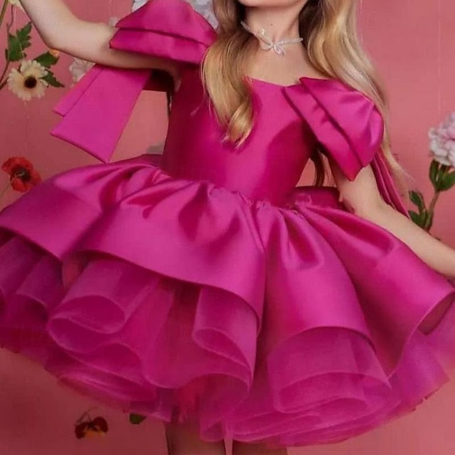 Dress Solid Party Girls' Flower Girl Kids Color