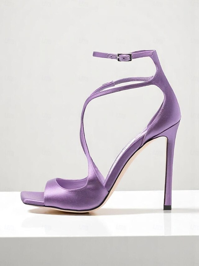 Heels Lavender Satin Crisscross Elegant - Stiletto Women's
