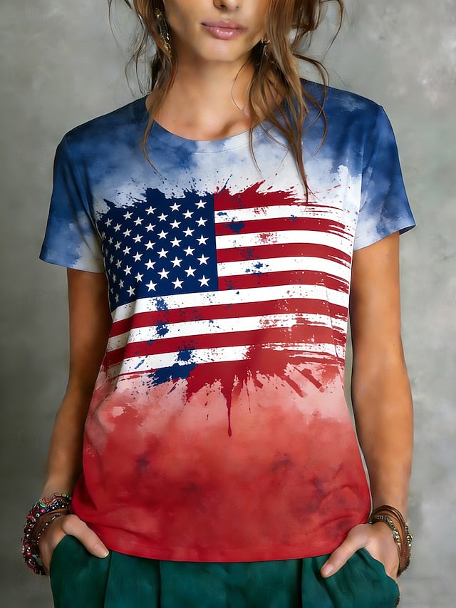 American Independence Day Women's T Shirt Tee Top Print