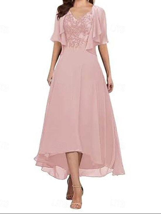 Bride Neck A-Line of Elegant V Mother Dress Simple the