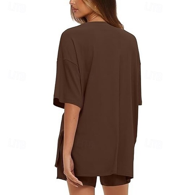 Women's Two Piece Sets Shorts Sets Short Sleeve Round Neck