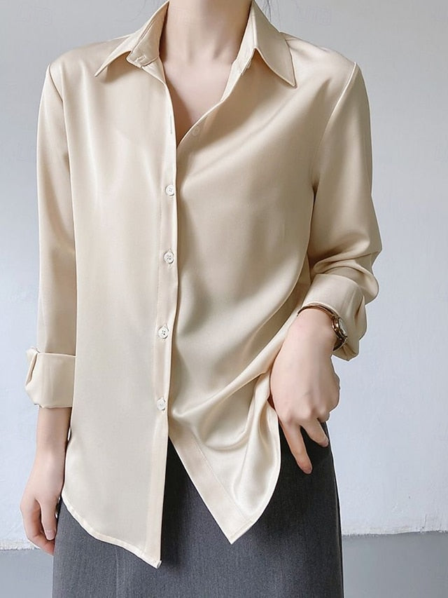 Women's Blouse Buttons Solid Color Elegant Daily Stylish