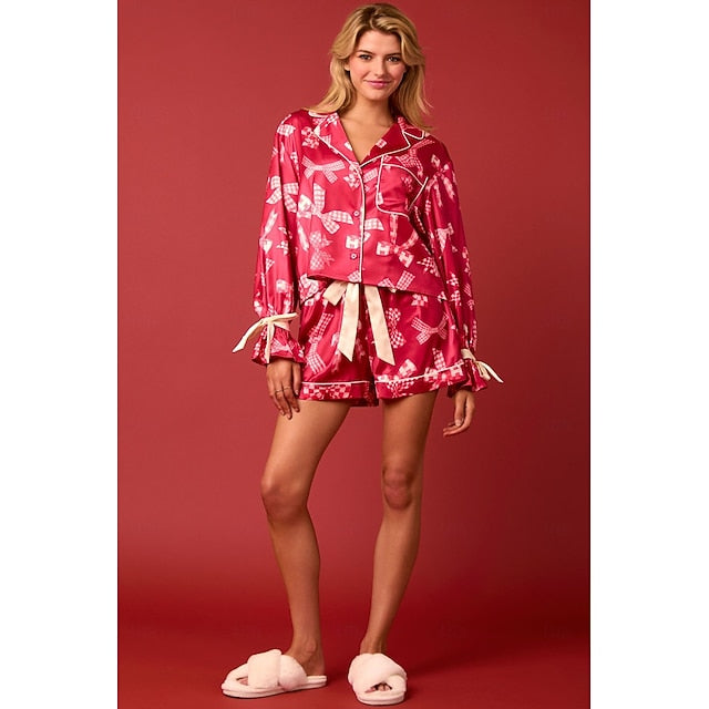 Santa Claus Sleepwear Pajamas Satin Pajama Women's Cosplay