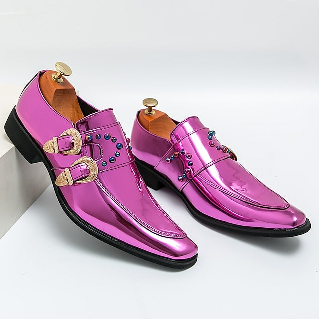 Metallic Shoes Men's Loafers Pink Fashion – Buckle