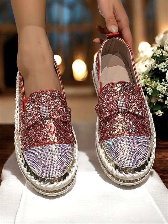 Loafers Rhinestone Slip-On – Sparkling for Glittery Women