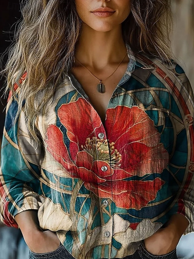 Women's Shirt Linen Like Breathable Lightweight Button Down