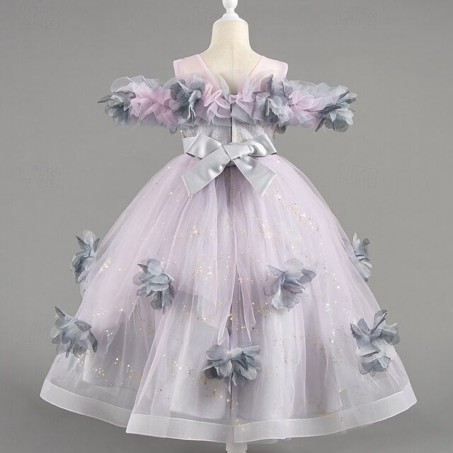 Wedding Kids Flower Party Girls' Special Dress Sleeve Short