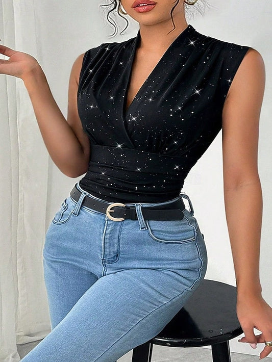Women's Blouse Sequin Tops Sequins Plain Active Vintage
