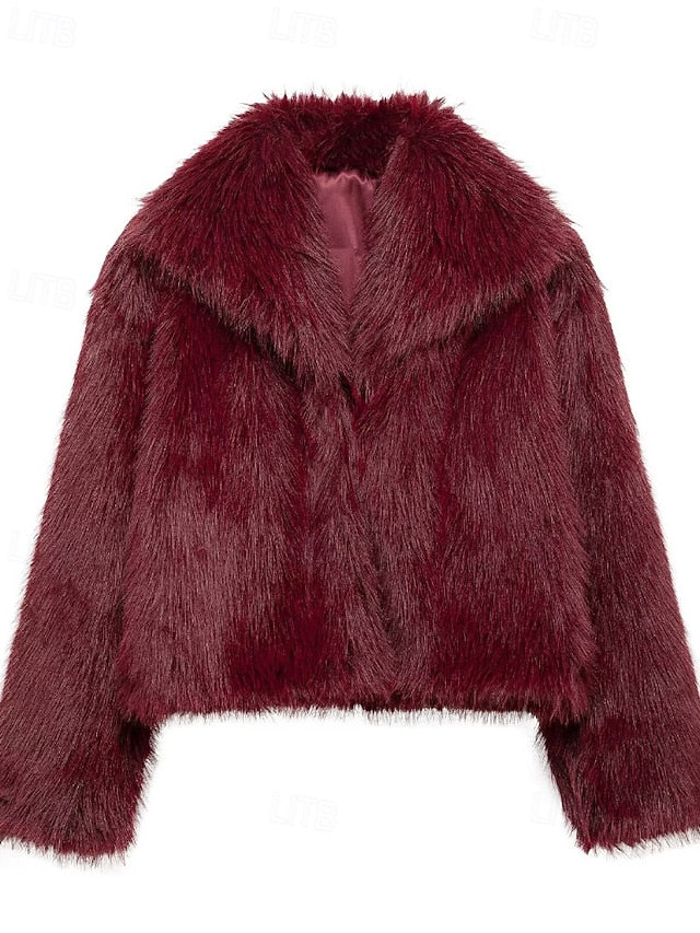 Coat Warm Leathers Faux Fur Furs Comfortable Women's