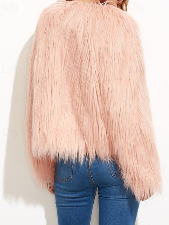 Warm Comfortable Faux Women's Fur Leathers Furs Coat