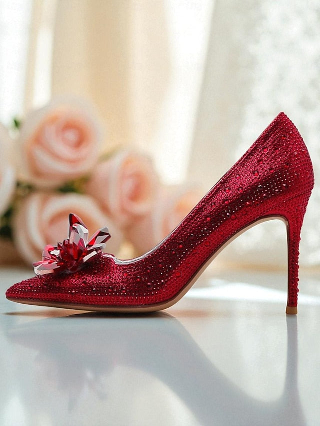 Embellished - Women's High Sparkly Pumps Gold Crystal Heel