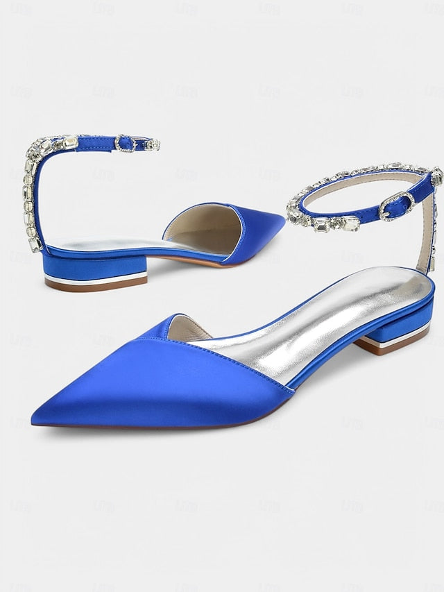 Strap with Crystal-Ankle Wedding Satin Shoes – Chic Black