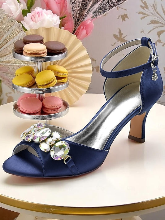 Satin Strap with Heels Open Women's Black Ankle Toe and