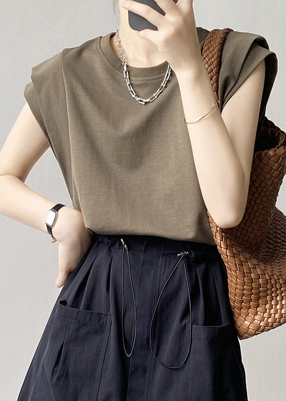 Army Solid Women Neck O T Green Summer Shirts Cotton