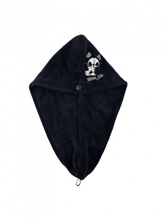 Wrap and Drying Black Towel Reaper Hair White Grim Gothic
