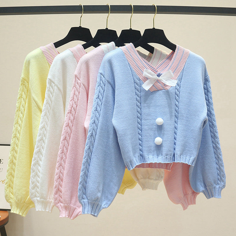 Pink/Yellow/Blue Sweet Bow Short Sweater  SP13315