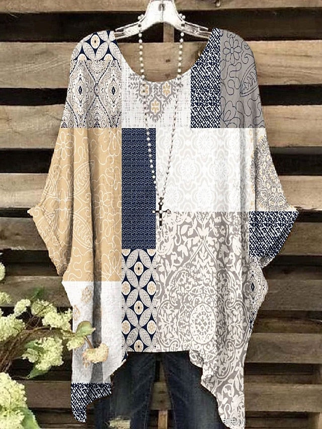 Women's Boho Shirt Print Floral Graphic Geometric Elegant