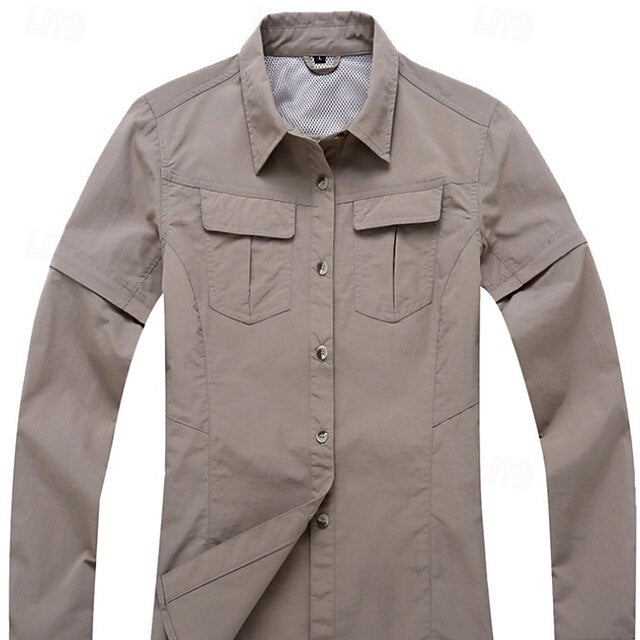 Women's Hiking Shirt Long Sleeve Turndown Top Outdoor