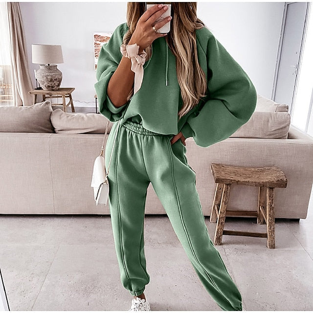 Women's Tracksuit Pants Sets Sweatshirt Long Sleeve Hooded