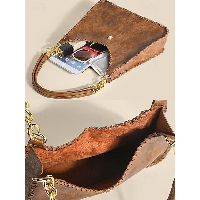 Large Strap Vintage Women's Chain with – Bag Hobo Leather