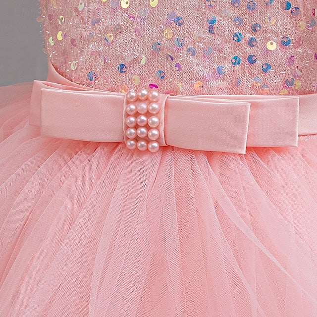 Kids Sequin Girls' Party Special Dress Sleeveless Wedding