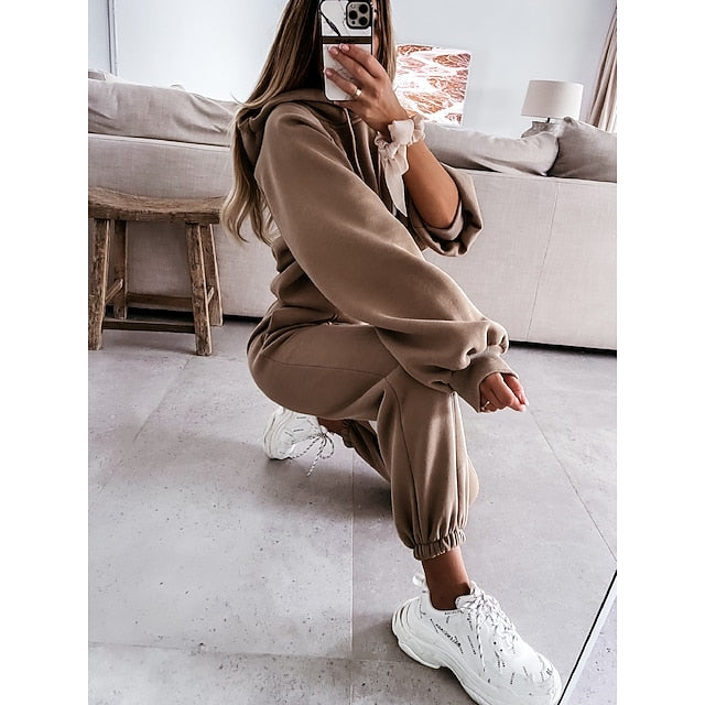 Women's Tracksuit Pants Sets Sweatshirt Long Sleeve Hooded