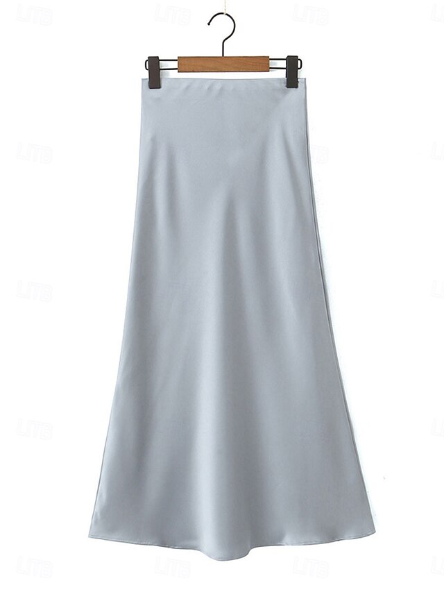 Women's Satin Skirts Elegant Vintage Fashion Sparkle Maxi