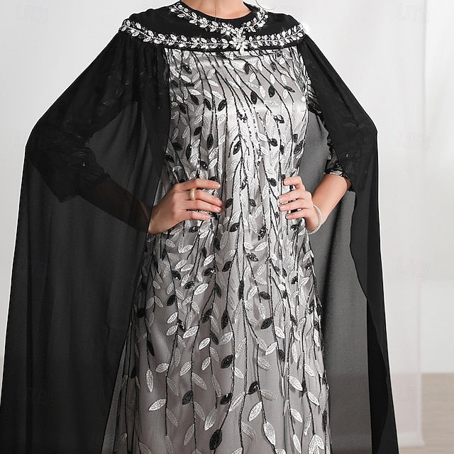 A-Line Crew Neck Cape of the Elegant Mother Bride Dress