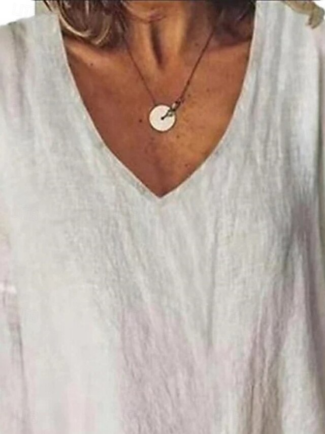 Women's 100% Cotton  Shirt Blouse Solid Color Basic Casual