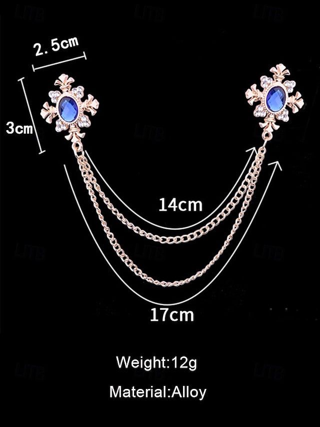 Vintage Brooch Double Elegant Chain Blue – Collar Gem