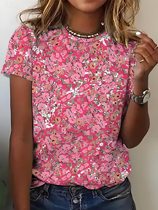 Women's T Shirt Print Floral Graphic Stylish Casual Short